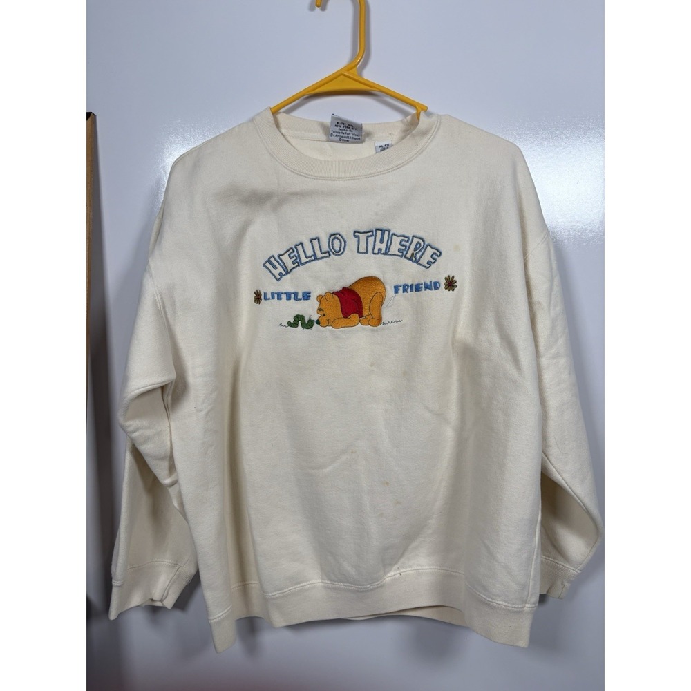 Vintage 90s Disney Winnie the Pooh Sweatshirt Caterpillar Hello Friend XL Rare